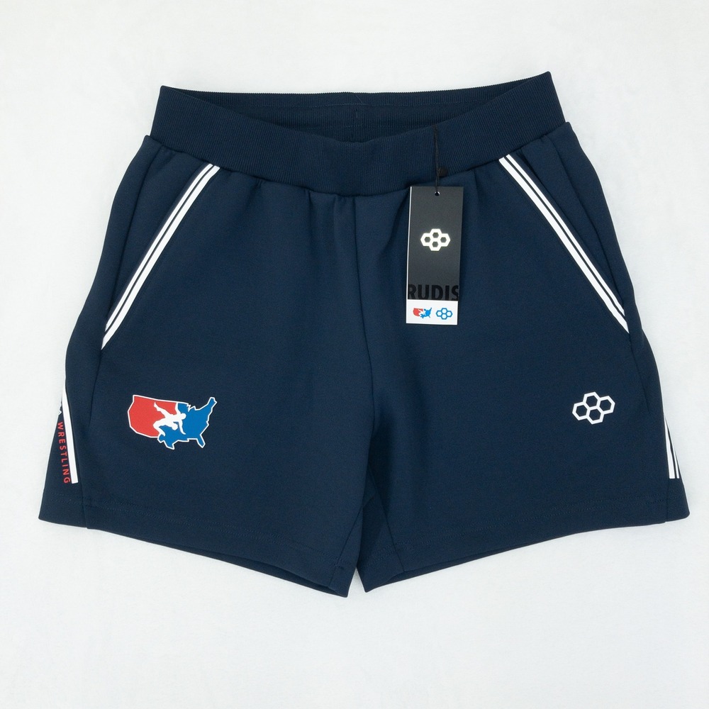 HOLE Rudis USA Wrestling Chronicle 5" Elite Shorts Mens Small Navy Blue  New
